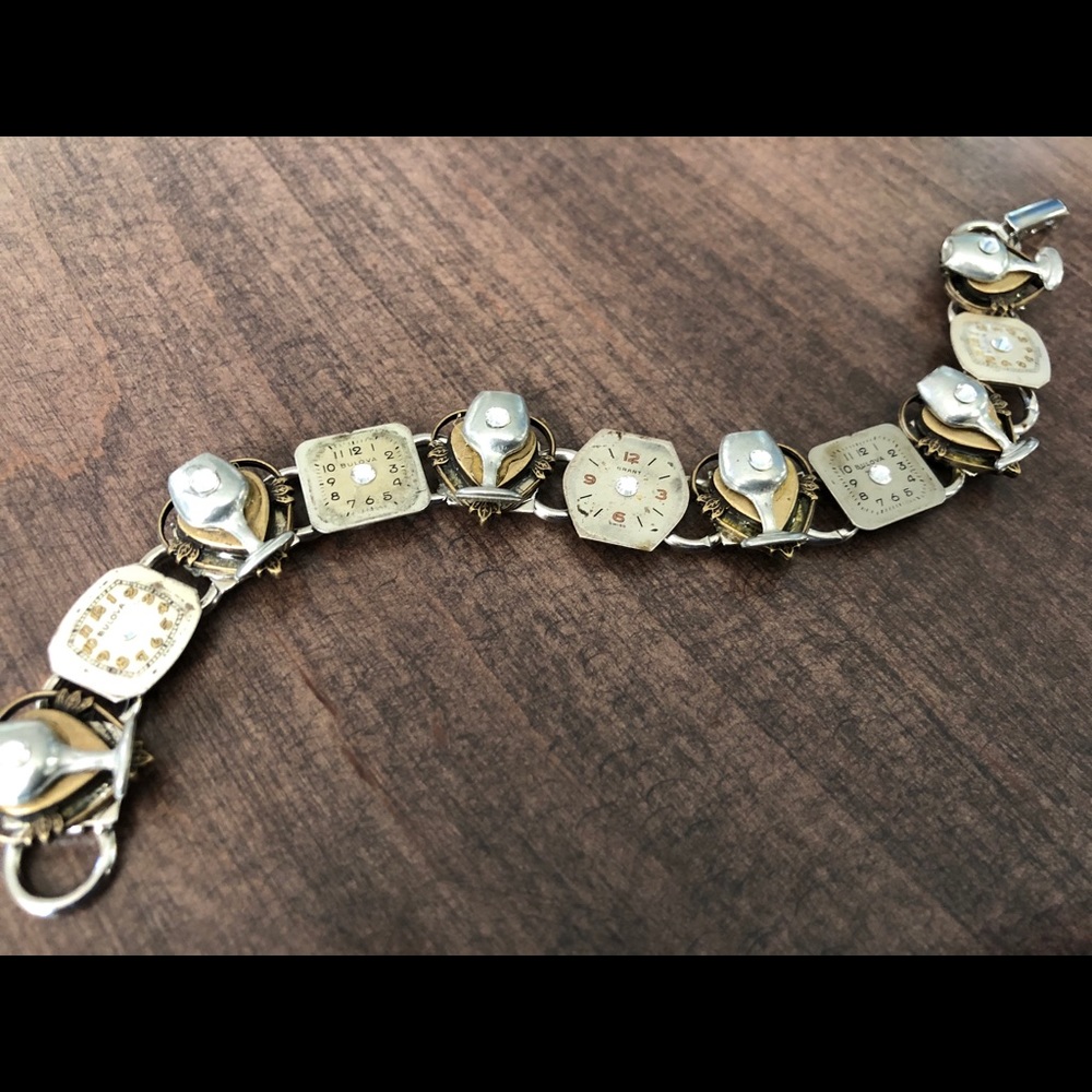 Vintage bracelet made with Bulova watch faces